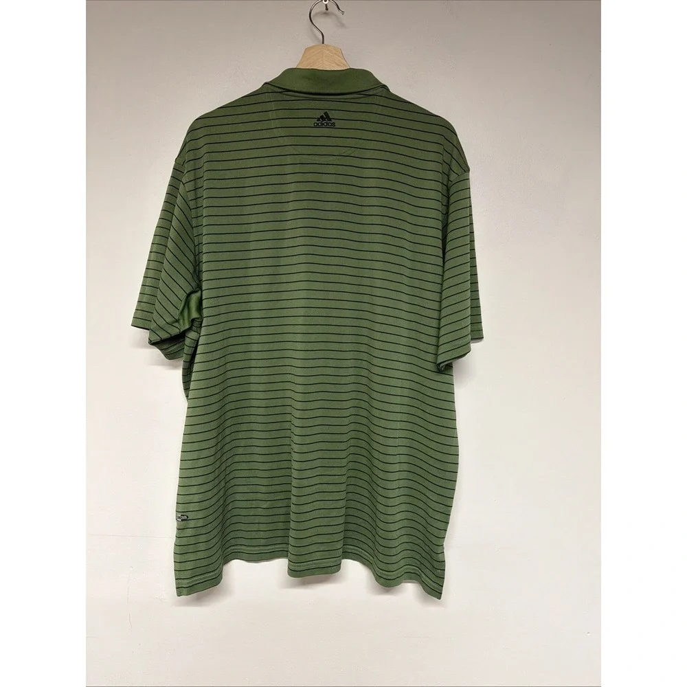 Adidas Polo Size XL Mens ClimaCool Short Sleeve Striped Golf Athletics Green